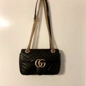 Gucci GGMarmont matelasse black handbag. Style number 446744